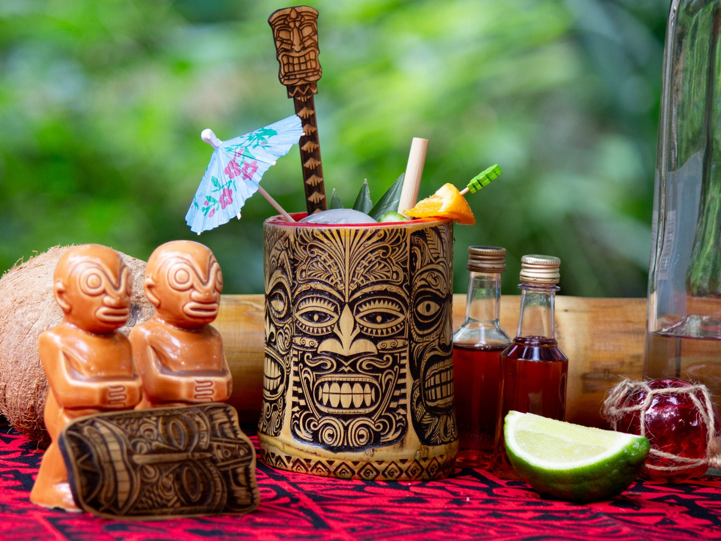 Tiki Mug - Handcrafted REAL Bamboo Tiki Mug - Tropical Decor - Tiki Bar - Mugs and Shot Glasses