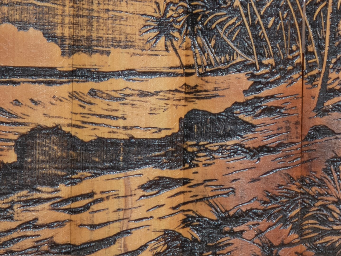 Waves Crashing on a Tropical Beach Wall Art - Laser Carved into a Bamboo Wall Hanging - Great Gift for Tropical Art Lovers - FREE SHIPPING