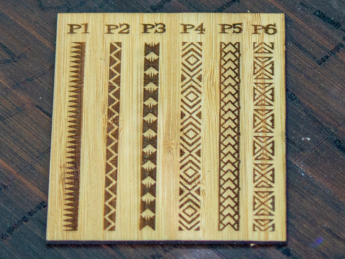 Custom Tiki Bar Swizzle Sticks (Qty 4) - Laser Engraved on Bamboo Plywood - Choose your font, tiki mask and pattern