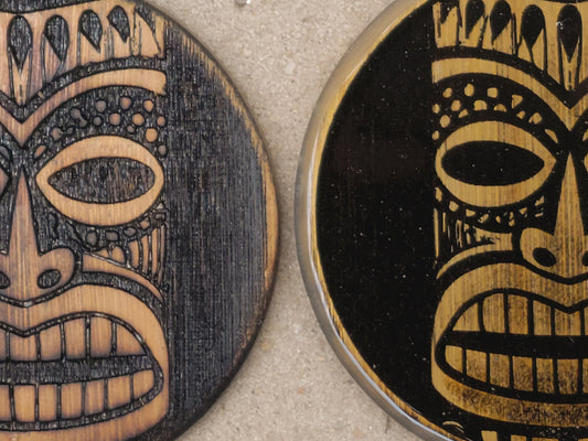 Tiki Bar Bamboo Drink Coasters - DEEP Laser Engraved - FREE Shipping - Customizable