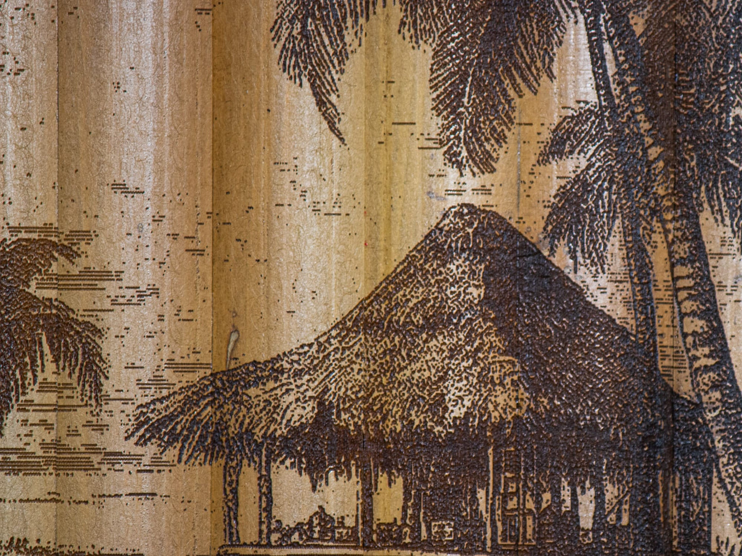 Bamboo Wall Art - Tiki Bar Island v2 - Laser Wood Carving Wall Hanging - Great gift for tiki lovers!