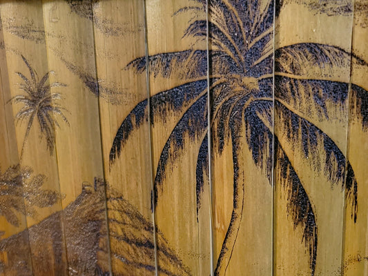 Bamboo Tiki Bar Island Laser Wood Carving Wall Hanging - Great Christmas gift for tiki lovers!